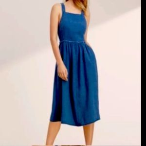 Wilfred Aritzia Linen Blend Dress Cross-Back